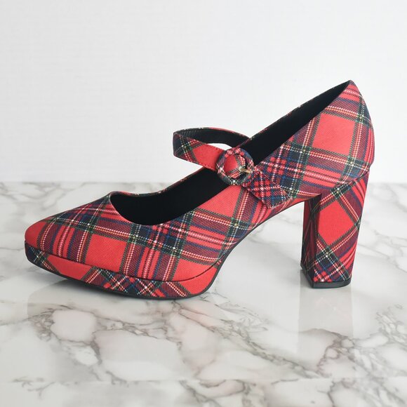 CComfort est 1946 Tartan Christmas Red Plaid Pumps Heels Size 11 M - Picture 5 of 8